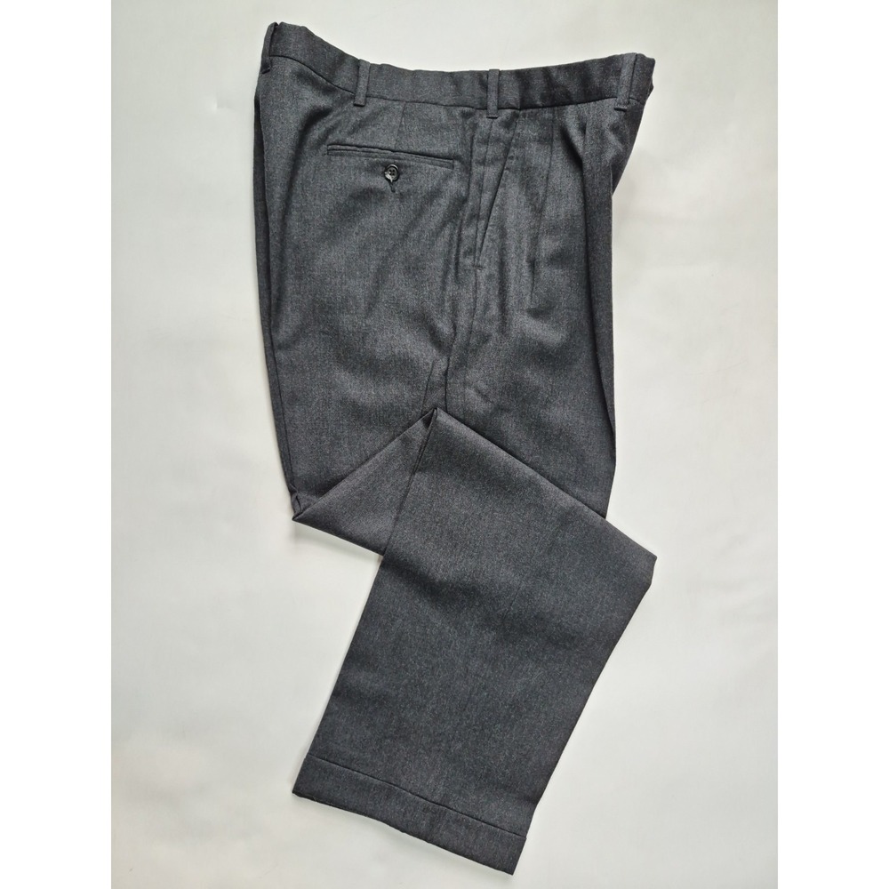 Vtg Sterling & Hunt Men's 34x30 Pleated Wool Dress Pants Charcoal